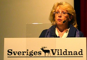 Miljöminister Lena Ek var nöjd med regeringens rovdjurspolitik. Foto: Fredrik Widemo